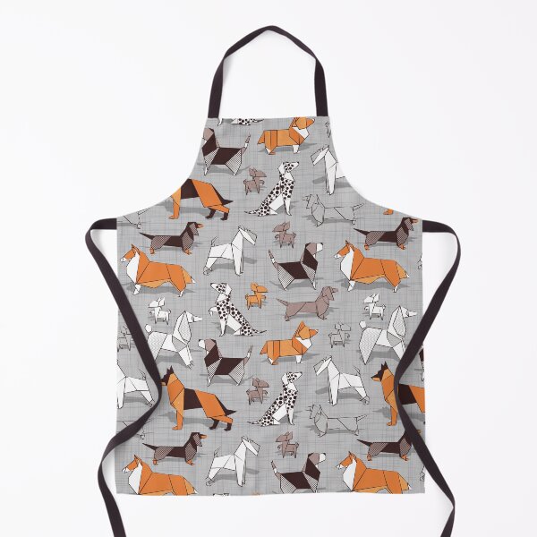 Item preview, Origami doggie friends // grey linen texture background designed and sold by SelmaCardoso.