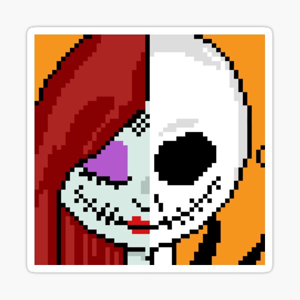 Matching "The Face of Love" - NMBC, Nightmare Before Christmas, Couple, Cute, Jack, Sally, Finkelstein, Skellingon, King, Queen, Pumpkin, Love, Couple, Romantic, Split, Face, Just the Two of Us Sticker