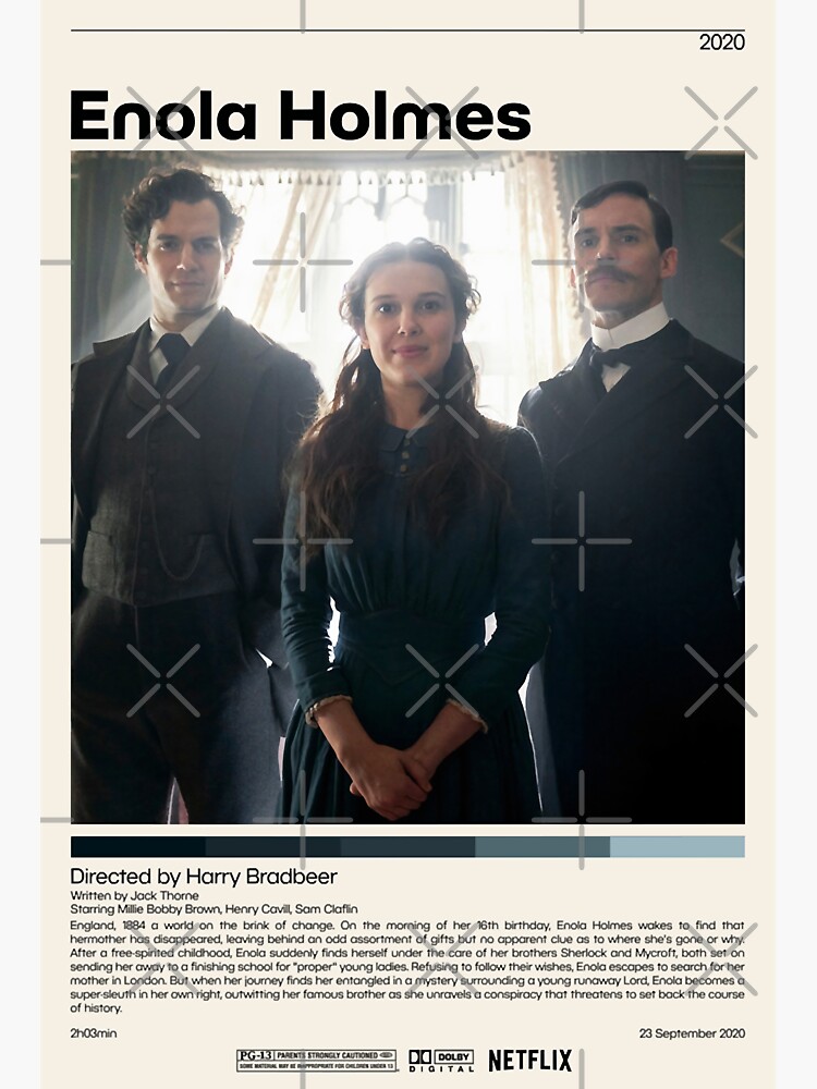 "Enola Holmes Harry Bradbeer Minimalist Movie Poster Vintage Retro Art