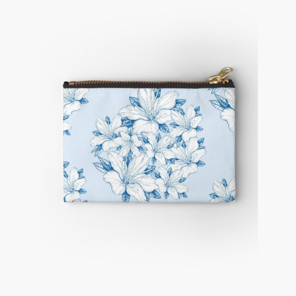 Item preview, handdrawn fine line blue and white flowers pattern designed and sold by MandalaFlowerArt.
