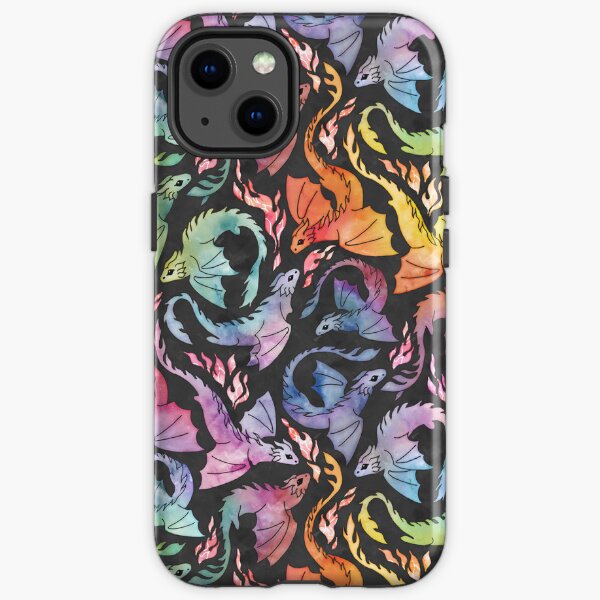 Dragon fire dark rainbow iPhone Tough Case
