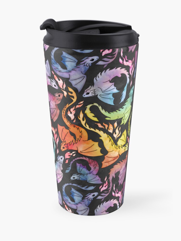 Alternate view of Dragon fire dark rainbow Travel Coffee Mug