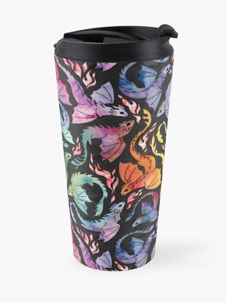 Alternate view of Dragon fire dark rainbow Travel Coffee Mug