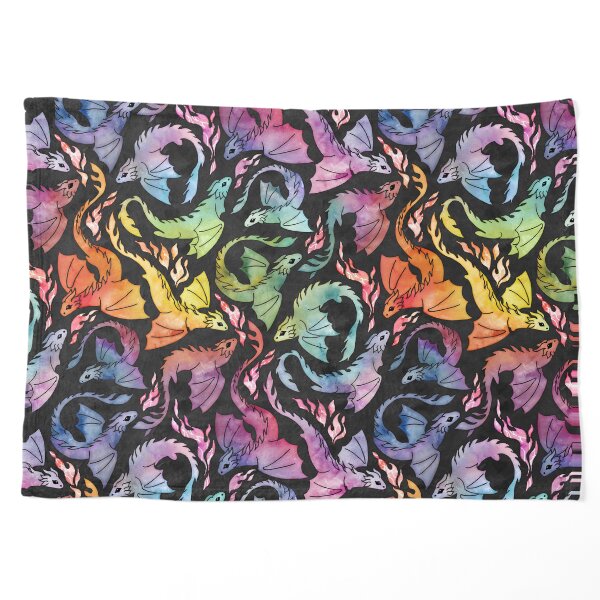 Dragón fuego arco iris oscuro Manta para mascotas