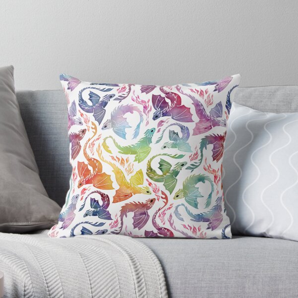 Dragon fire rainbow Throw Pillow