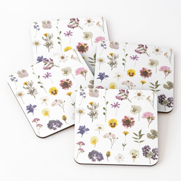 Item preview, Pressed flowers pattern design in white  designed and sold by Holly-berry-art.