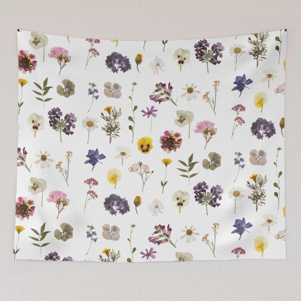 Item preview, Pressed flowers pattern design in white  designed and sold by Holly-berry-art.