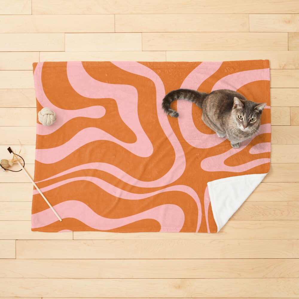 Liquid Swirl Retro Abstract Pattern in Orange and Pink Pet Blanket