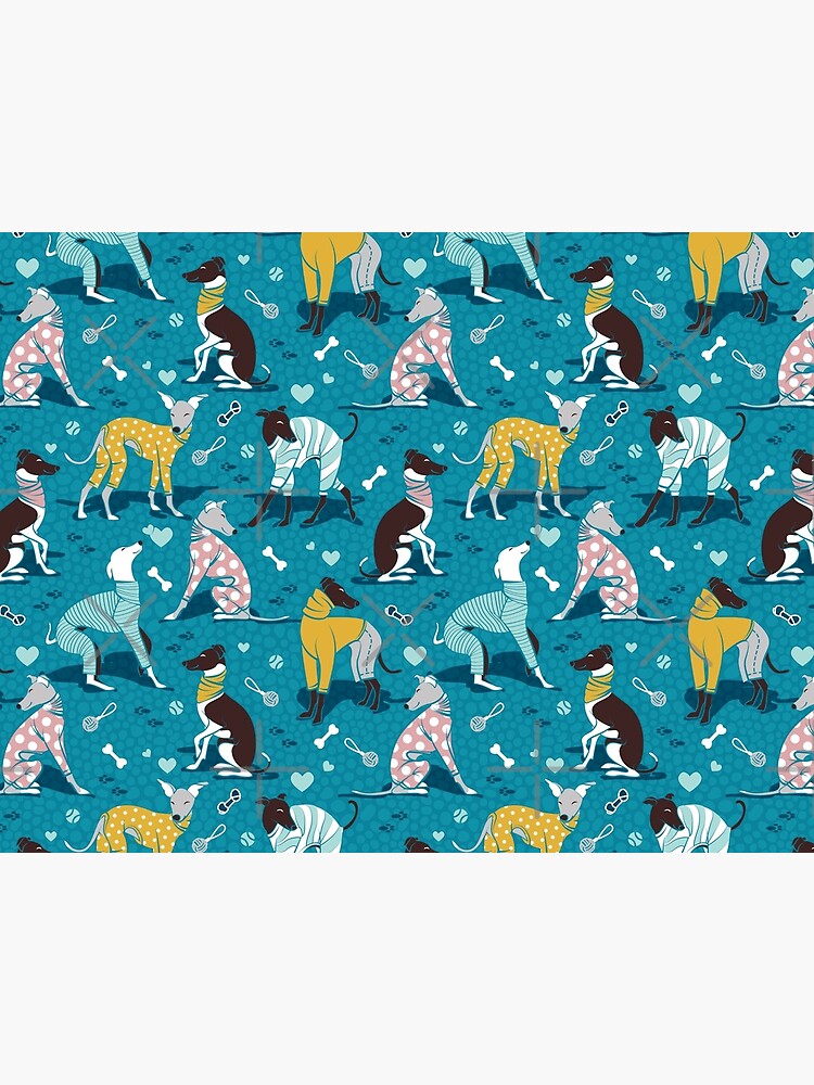 Thumbnail 5 of 5, Pet Mat, Greyhounds dogwalk // turquoise background designed and sold by SelmaCardoso.