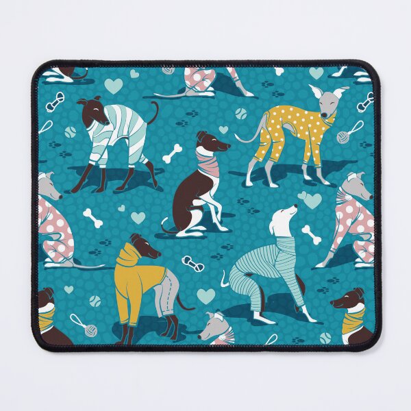 Item preview, Greyhounds dogwalk // turquoise background designed and sold by SelmaCardoso.