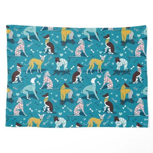 Greyhounds dogwalk // turquoise background Pet Blanket