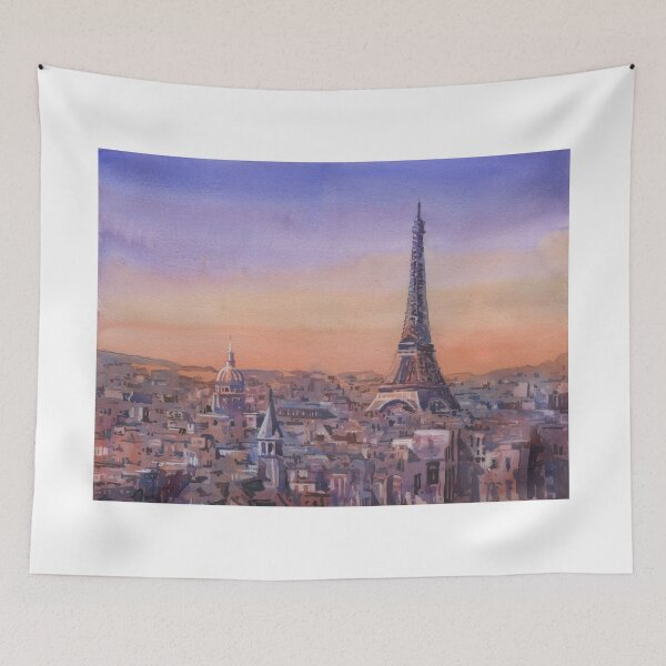 Item preview, Watercolor painting Eiffel Tower Paris, France artwork designed and sold by rfoxphoto.