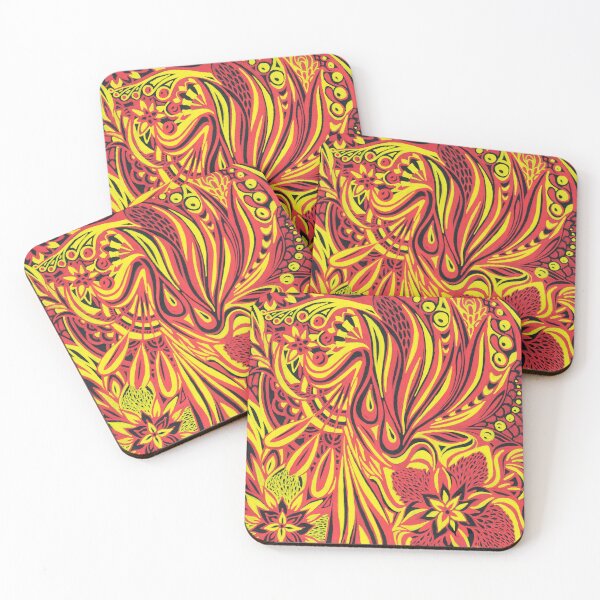 Item preview, Flores y remolinos en rojo, amarillo y negro. designed and sold by daljitkbabel.