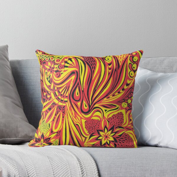 Item preview, Flowers and swirls in red yellow and black designed and sold by daljitkbabel.