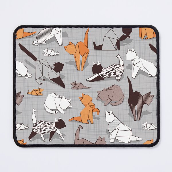 Vista previa del artículo con la obra «Amigos gatitos de origami // Fondo de papel con textura de lino gris», diseñado y vendido por SelmaCardoso.