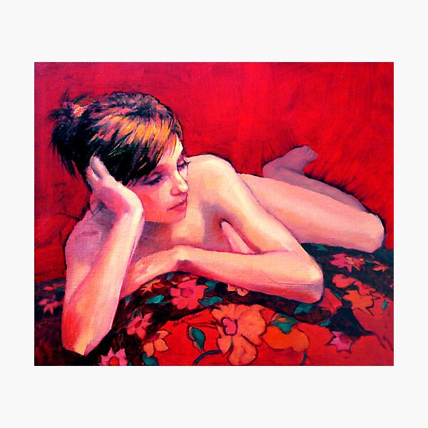 Female Nude on Red Photographic Print