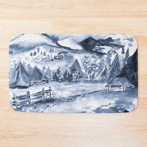 Item preview, Blue Mountain landscape watercolor designed and sold by Flowersforbear.