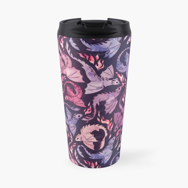Dragon fire dark pink & purple Travel Coffee Mug