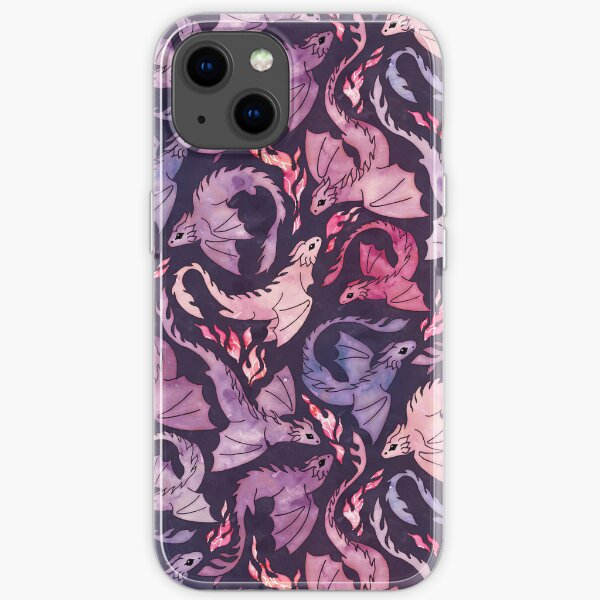 Dragon fire dark pink & purple iPhone Soft Case
