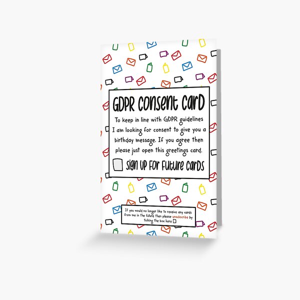 Item preview, GDPR Consent Form Birthday Card designed and sold by TeePee Creations.