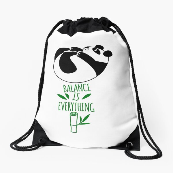 Balance Is Everything! Tumbling panda. Drawstring Bag