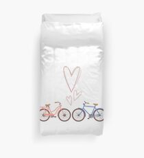 Bike lovers. White background. Duvet Cover