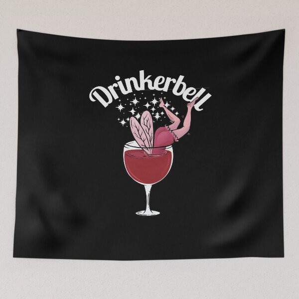Item preview, Drinkerbell Fairy Diving Into A Mega Pint Of Wine Funny Graphic For Wine Lovers designed and sold by wrinkledhippie.