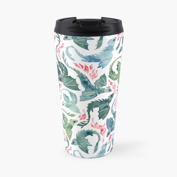 Dragon fire blue & green Travel Coffee Mug