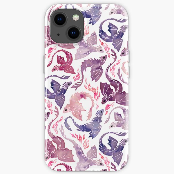 Dragon fire pink & purple iPhone Soft Case