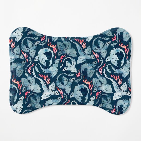 Dragon fire dark blue Dog Mat