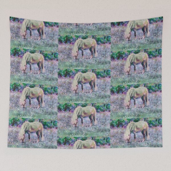 Item preview, Horse in a dreamy purple meadow of flowers designed and sold by JanineRileyArt.