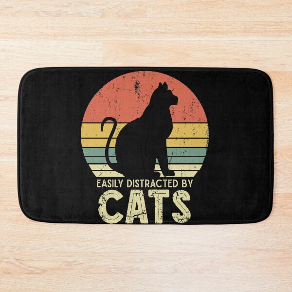 Item preview, easily distracted by cats - vintage cat design designed and sold by Beeroclock.