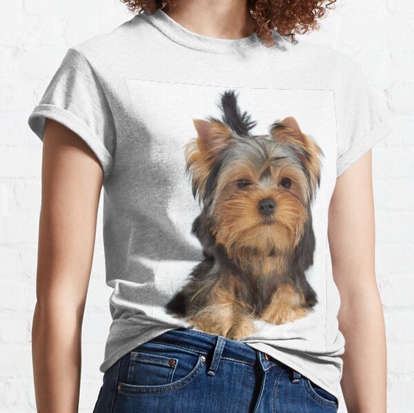 Cute puppy of the Yorkshire Terrier on white background Classic T-Shirt