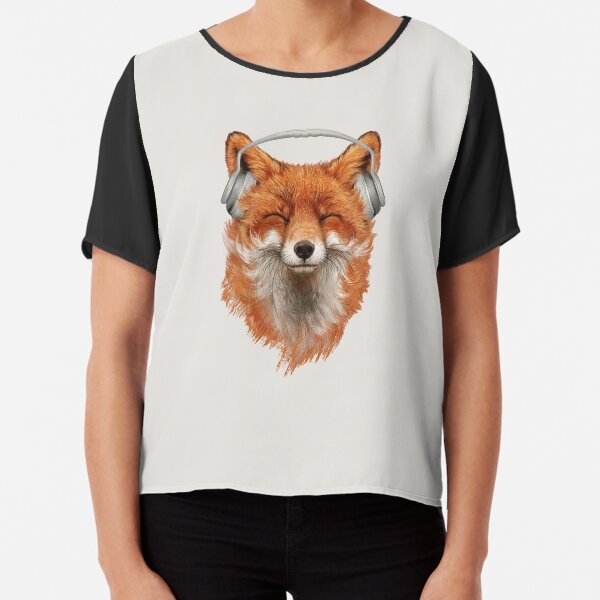 Smiling Musical Fox Chiffon Top