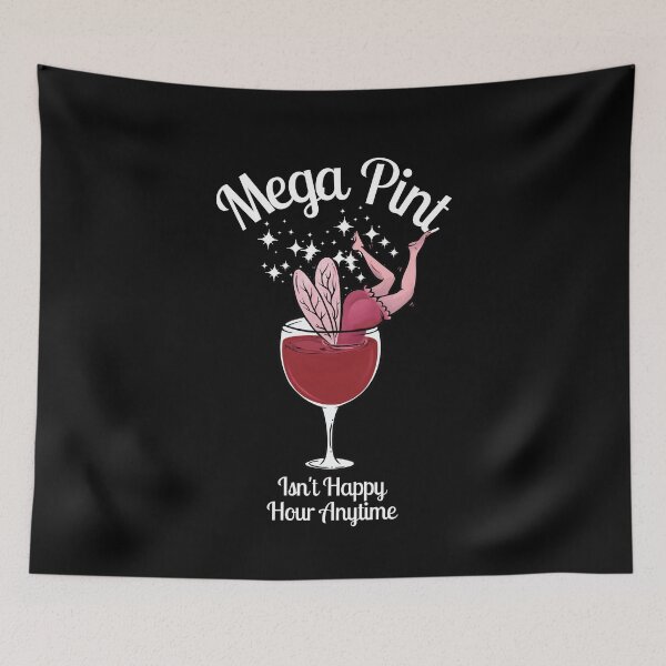 Item preview, Mega Pint  Drinkerbell Fairy Diving Into A Mega Pint Of Wine Funny Graphic For Wine Lovers designed and sold by wrinkledhippie.