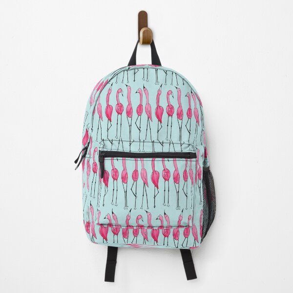 Item preview, Fun Fuchsia Flamingo Pattern on Light BLue designed and sold by Zab Butler Design.