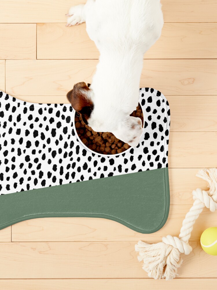 Thumbnail 3 of 5, Pet Mat, Dalmatian Spots with Sage Green Stripe designed and sold by designminds.