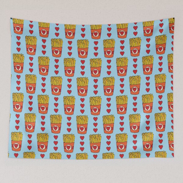 Item preview, Fry Day I'm in Love  | Heart French Fries on Blue designed and sold by Zab Butler Design.
