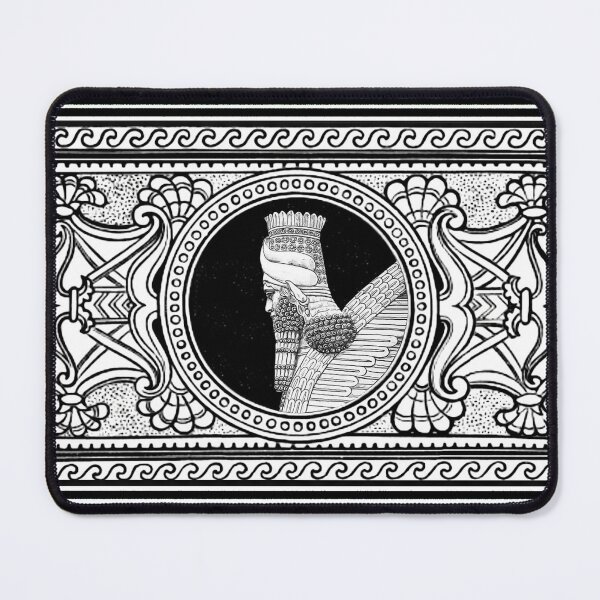 Item preview, Elegant Lamassu Decoration on Black and White designed and sold by doniainart.