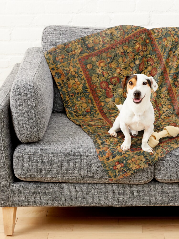 Alternate view of Medieval Unicorn Floral Tapestry Pet Blanket