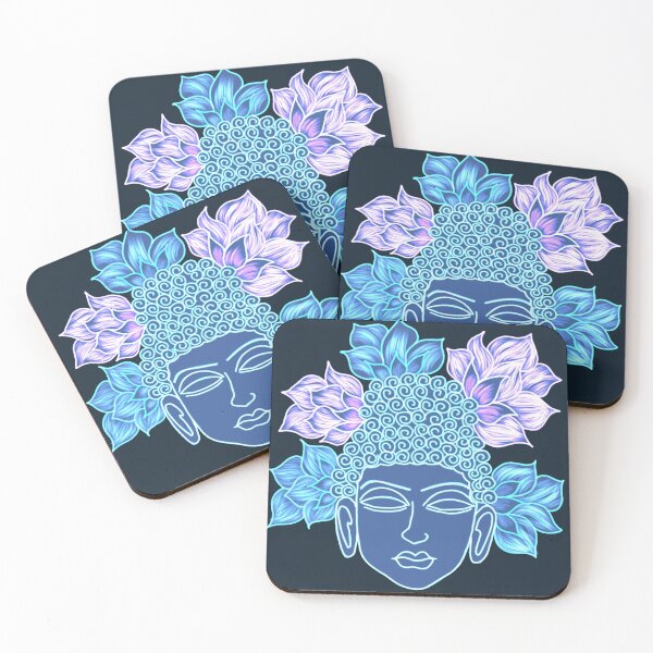 Item preview, Spiritual blue buddha with flower art designed and sold by Illustropedia ..
