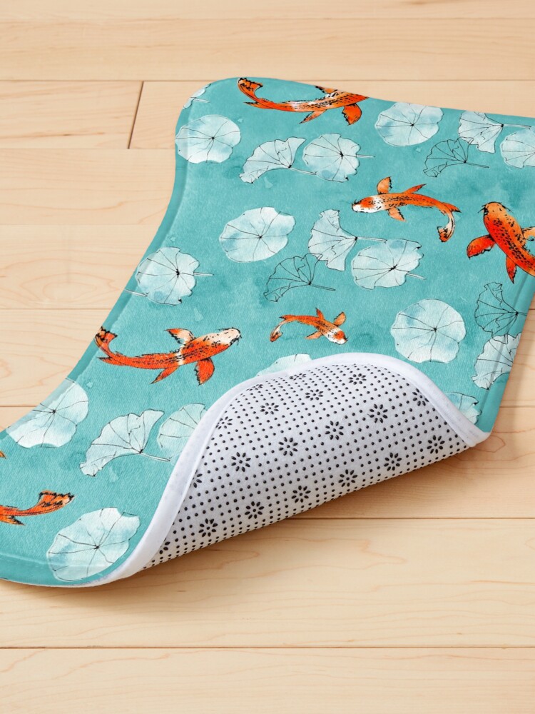 Alternate view of Waterlily koi in turquoise Pet Mat
