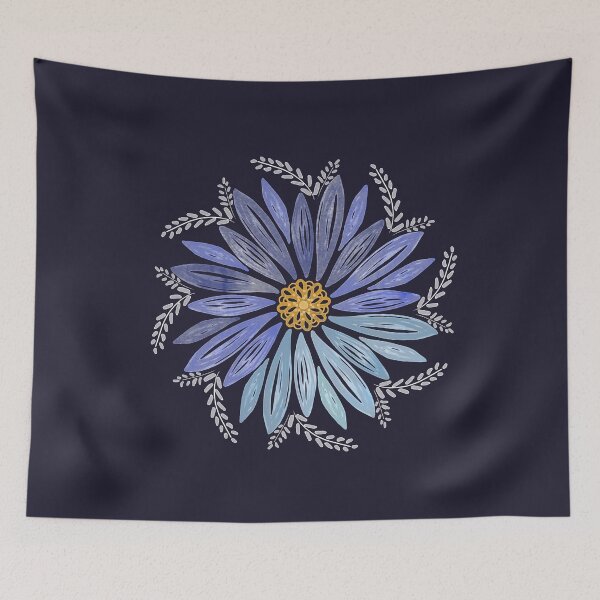 Item preview, Blue fantasy flower mandala designed and sold by Anna Ratkevich.
