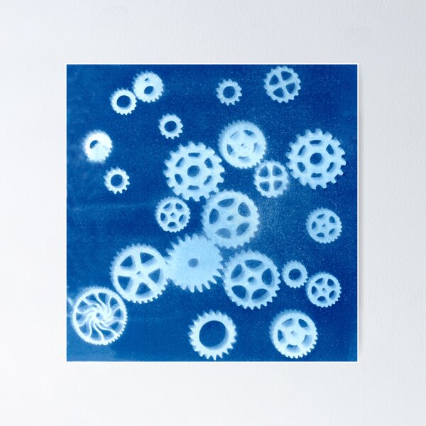 Artikelvorschau, Cyanotypie: Cogs XLarge entworfen und verkauft von Catherine Stephenson.