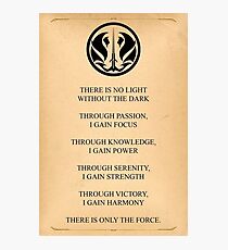 Star Wars - Grey Jedi Code Photographic Print