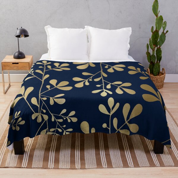 Item preview, Floral Leaves Navy and Gold designed and sold by meggydesigns.