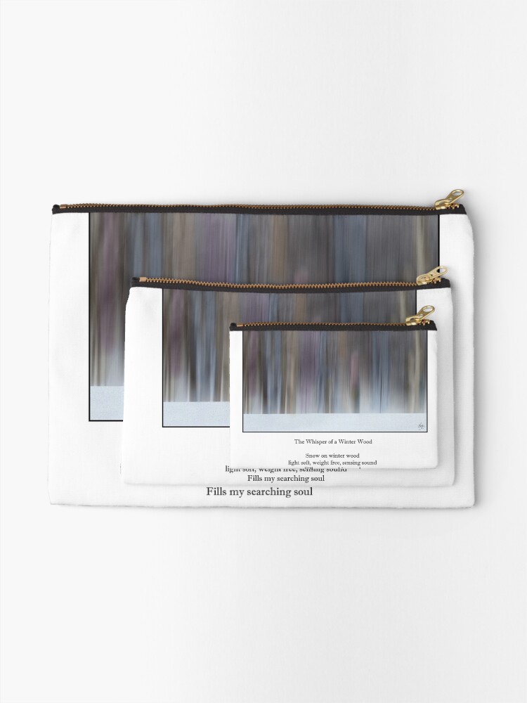 Alternate view of The Whisper of a Winter Wood Redux Haiku Zipper Pouch