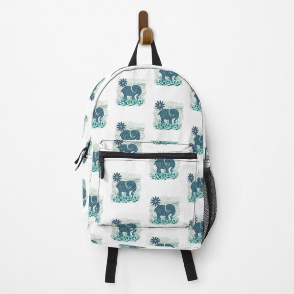 Item preview, Teal Watercolor Elephant Flowers designed and sold by HappyLifeCreate.