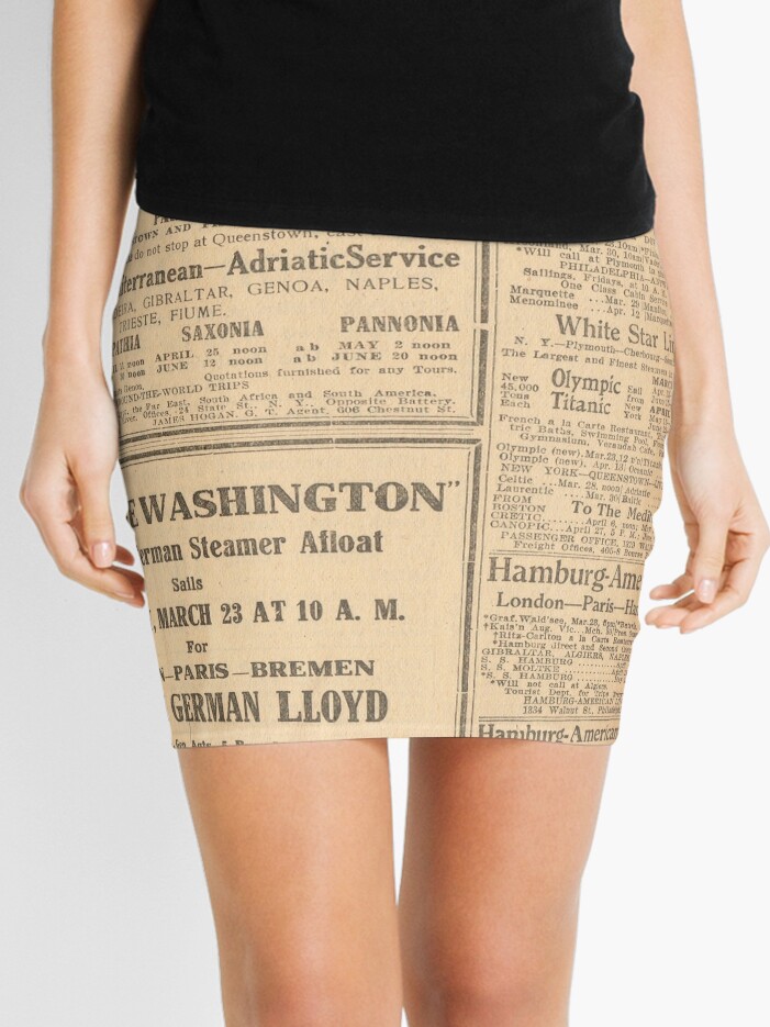 1912 Titanic return voyage newspaper advert clipping unaltered | Leggings