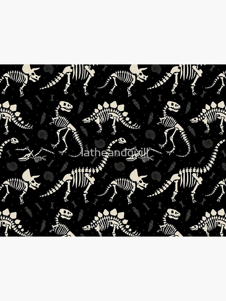 Dinosaur Fossils in Black by latheandquill